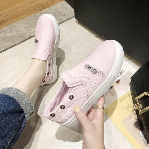 Fashion Canvas Shoes Sneakers Slip On Casual Breathable Shoes Loafers Size43 Korea Harajuku Flat Home Chaussure Female Zapatos