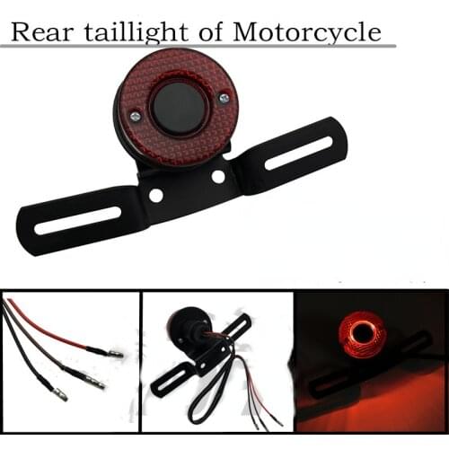 Universal Motorcycle 12V Retro Metal Rear Taillight Brake Lights LicensePplate Brakes Lamp