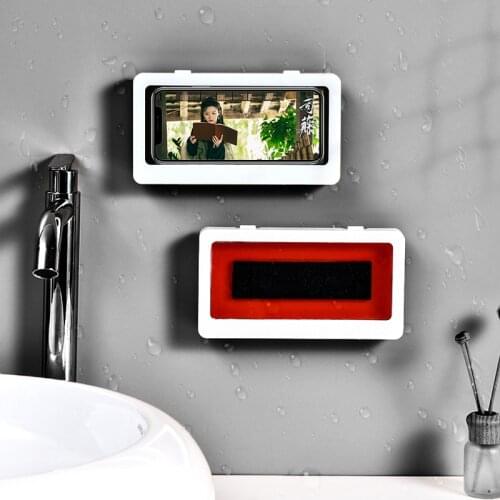 Waterproof Acrylic Shower Display Mobile Phone Holder Lazy Mountable Bathroom Cell Phone Rack For Tub Storage Watching Case