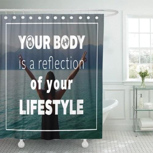 Life Fitness Motivation Better Body Bodybuilder Bodybuilding Shower Curtain Polyester Fabric 72 x 72 Inches Set with Hooks