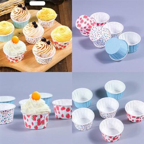 100pcs Paper Ice Cream Cups Disposable Cake Cup Dessert Bowls Party Supplies for Baking Wedding Birthday (Colorful Dots)