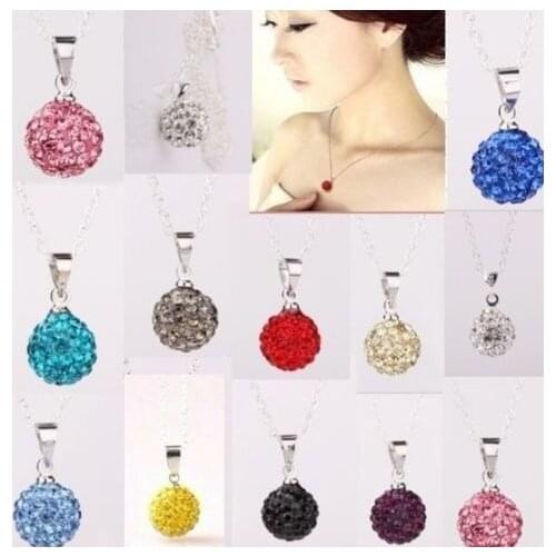 16inch Wrt4ale Micro Pave Disco Ball Bead 10mm Fashion jewelry Disco Balls beads Necklace pendants Chains crystal