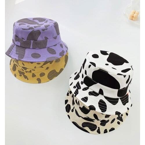 2021 Cartoon Milk Embroidered Bucket Hat Fisherman Hat Outdoor Travel Hat Sun Cap Hats for Women Men Hip Hop Cap Chapeau Femme