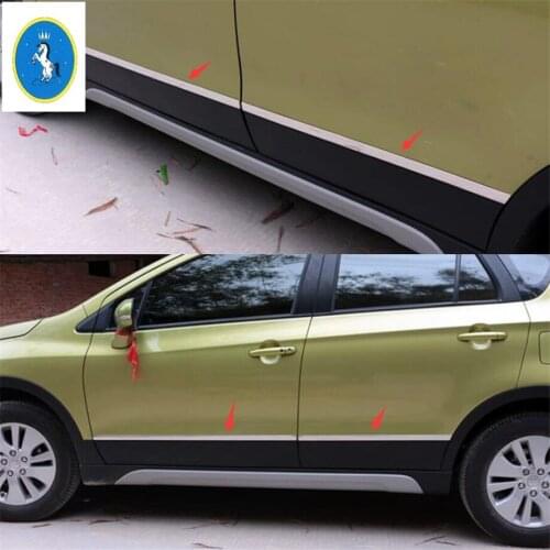 Accessories For Suzuki Sx4 S-cross 2014 - 2020 Side Door Body Molding Stripes Cover Trim Stainless Steel Protective Kit