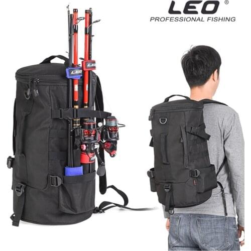 Black Fishing Bags Tackle Bag Waterproof Fishing Sling Bag Storage Case Fishing Gear Backpack Fish Pole Bag Large Capacity 23L