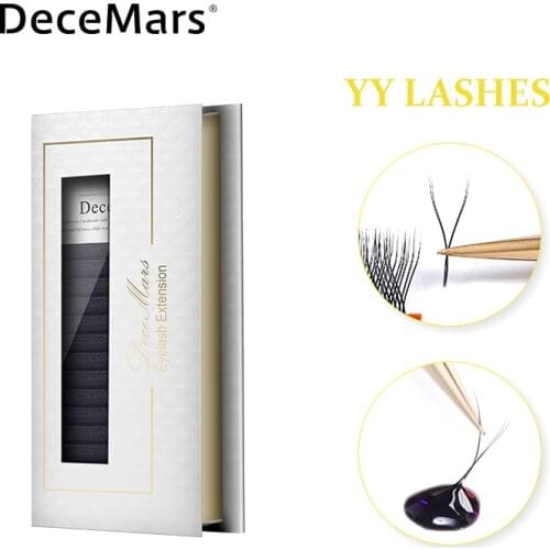 DeceMars YY Shape Black Brown Eyelashes Extensions Two Tip Lashes C/D Curl High Quality Idividual
