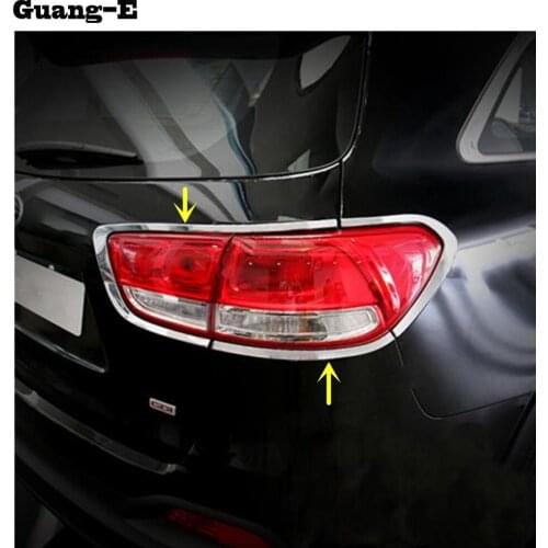 For Kia Sorento L 2015 2016 2017 car Rear tail back Light lamp detector frame stick chrome ABS cover trim hoods 8pcs