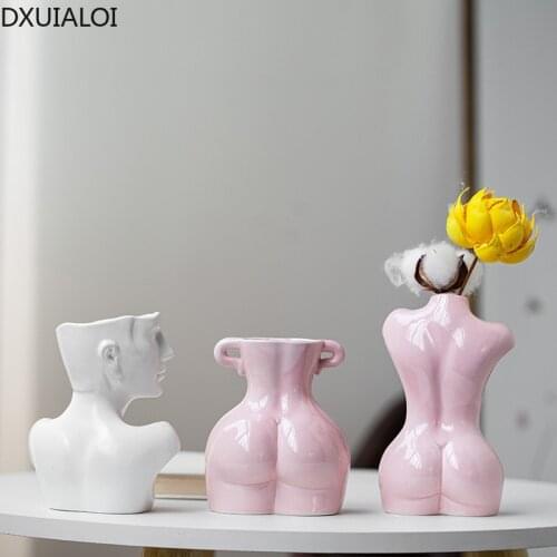 DXUIALOI Nordic minimalist creative ceramic vase simulation human body abstract art dried flower vase decoration home decoration