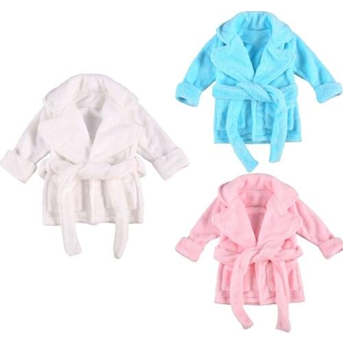 Citgeett 1-6Y Autumn Winter Kids Girls Bathrobe Sleepwear Solid Fur Long Sleeve Turn Down Collar Pocket Robes 3 Colors