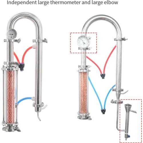HOOLOO New Household Pure Copper Mesh Distiller Column Home Brewing Distiller Tower Column With Parrot Beak