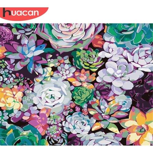 HUACAN Paint By Number Flower Drawing On Canvas DIY Pictures By Numbers Flowers Kits Hand Painted Painting Art Gift Home Decor