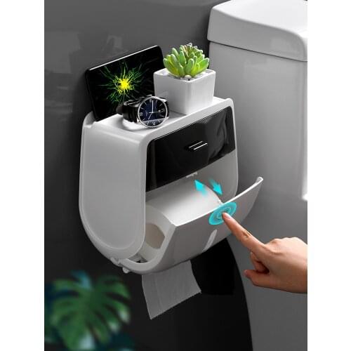 Toilet Tissue Box Toilet Toilet Bathroom Roll Storage Rack Household Punch-Free Sanitary Paper Box