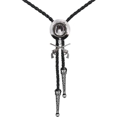 Western cowboy double gun hat bolo tie riding fashion accessories metal bolo tie