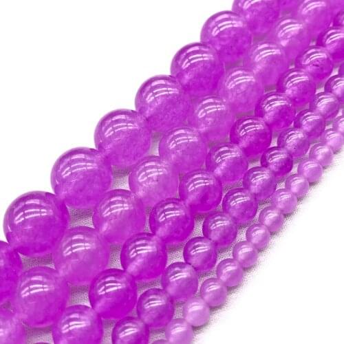 Natural Light Purple Chalcedony Stone Round Loose Beads for Jewelry Making 4 6 8 10 12mm 15" Inch Diy Bead Bracelet Necklace