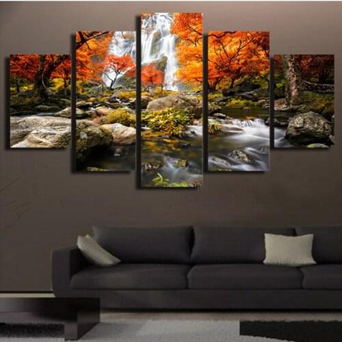 Canvas HD Prints Poster Modular Wall Art Pictures Frame 5 Pieces Autumn Nature Forest Landscape Painting Living Room Home Decor