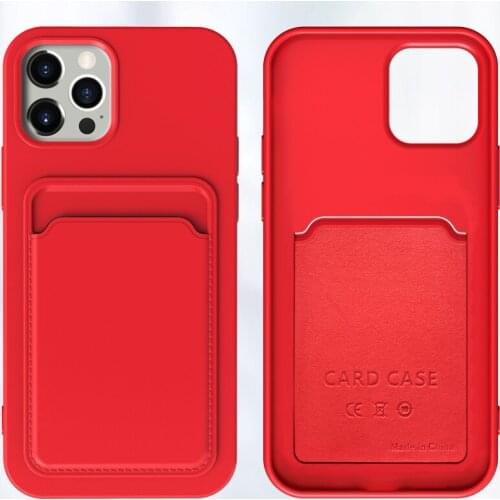 100pcs 2 in 1 Liquid Silicone Rubber Soft TPU Cover Pouch Card Holder Case For iPhone 13 Pro Max 12 Mini 11 XS XR X 8 7 Plus SE