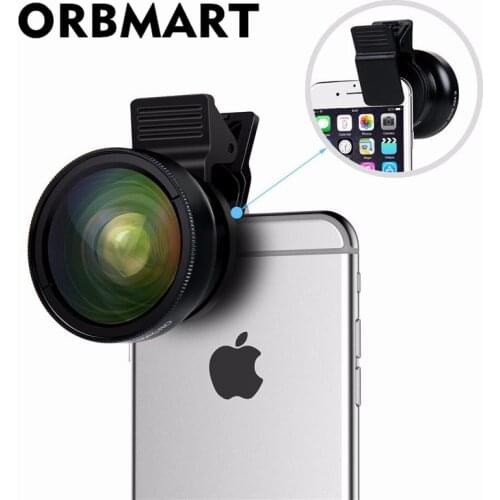 ORBMART Universal Clip Professional HD Camera Lens Kit 0.45x Super Wide Angle Lens + 12.5x Super Macro Lens Mobile Phone Lense