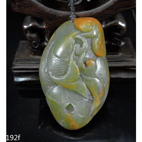 Jade Jewelry Certified Hetian Jade Pendant Hand-Carved Fish&Ruyi&Creel Jadeite Necklace Pendant Gift No Treatment 192f