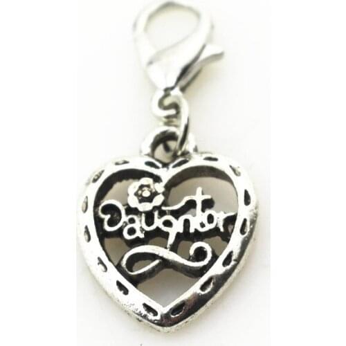 New Arrival 20pcs/lot Silver Daughter Dangle Charms Hanging Lobster Clasp DIY Bangles&Bracelets Necklace Pendant Jewelery