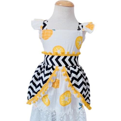 New style Summer white lace ruffle trim Baby Girls party layered Dress new year costume