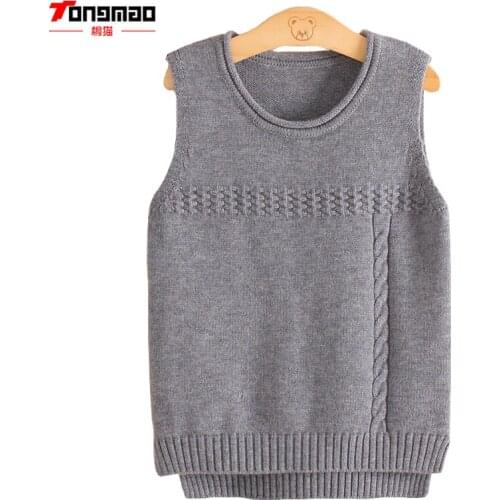 TONGMAO Clothes Spring Children Girls Sweaters Casual Solid color O-neck Wool Knitted Warm Cashmere Pullovers Vest Kids Clothing