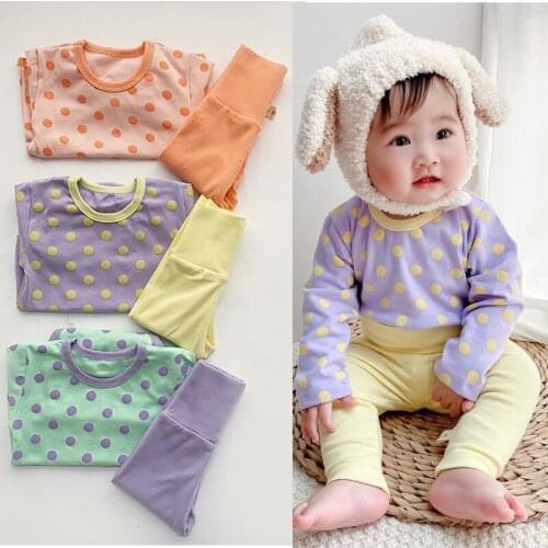 Autumn New Baby Boys Dot Clothes Set Cotton Long Sleeve Bodysuit+Pants 2pcs Elegant Little Girls Clothes Set 2021 Children Suit