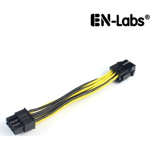 En-Labs 10CM PCIe 6pin to 8pin Adapter, PCI-e 6-pin Male to 8-pin Female Converter for PCI Express 8pin powered GPU Video Card