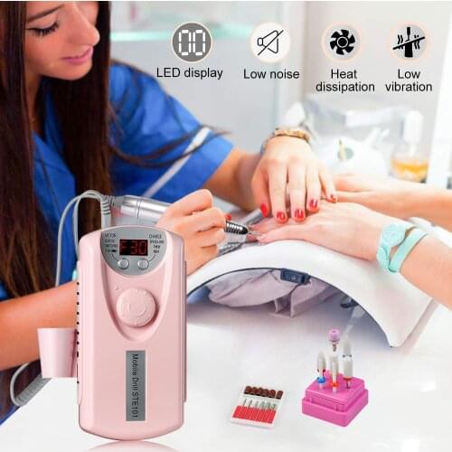 Portable Rechargeable Electric Nail Drill Machine Professional for Manicure Pedicure Sanding File Polisher Milling Cutter Bits