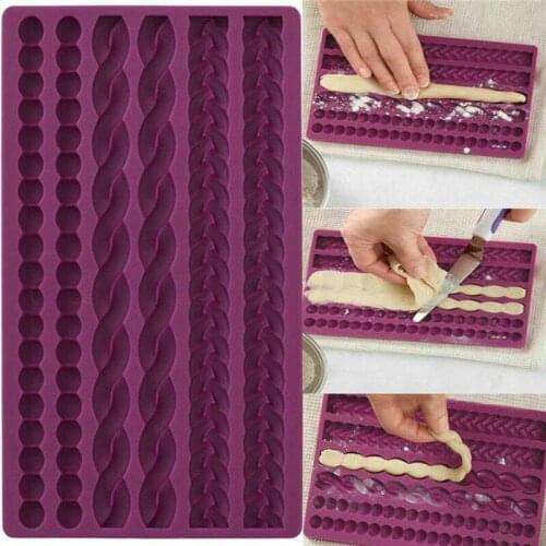 Sugarcraft Border Fondant Cake mould 3D Knit Rope Silicone Chocolate Icing Mould