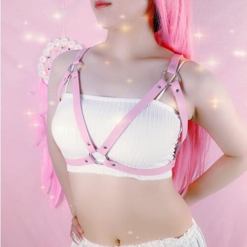 Sexy Leather Bra Hollow Out Lingerie Top Harness Woman Gothic Body Bondage Chest Cage Suspenders Festival Clothing Punk Harajuku