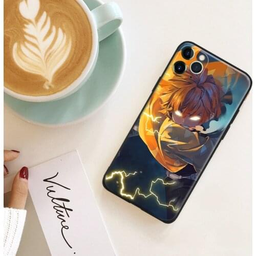 Demon Slayer Zenitsu Agatsuma anime silicone Phone Case FOR iPhone Se 6 6s 7 8 Plus X Xr Xs 11 12 Mini Pro Max Glass Cover Shell