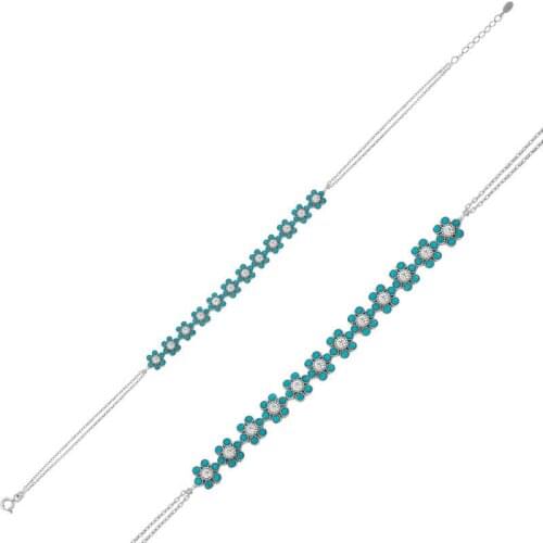 Tevuli 925 Sterling Silver Blue Flower Women 'S Bracelet