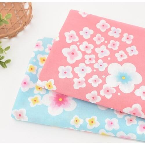 Pure Cotton Printed Fabric Fabric Powder Blue Plum Blossom Clothing Kimono Shirt Flower Cloth Handmade DIY Fabric