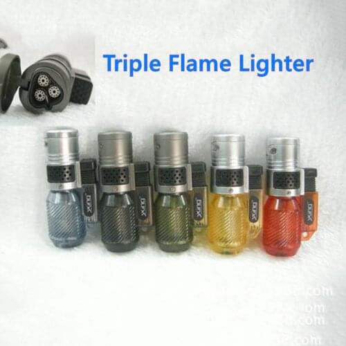 Triple Jet Flame Torch Transparent Visible Gas Lighter Butane Lighter Cigar Smoking Smoking Accessories Gadgets For Men