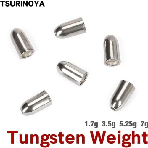 TSURINOYA 1.7g/3.5g/5.25g/7g Tungsten Steel Fishing Sinker Quality Bullet Shape Fishing Weight For Texas Rig Bait Accessories