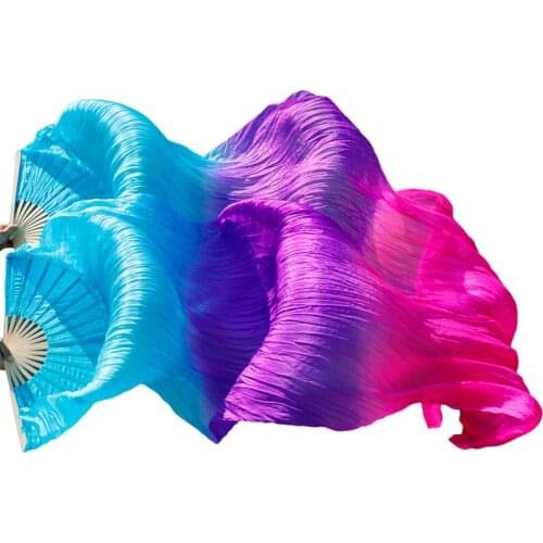Fan Veil Belly Dance 1 Pair Handmade Dyed Silk Dance Fan Belly Dance Fan 100% Real Silk/Imitation Silk High Quality Silk Fan