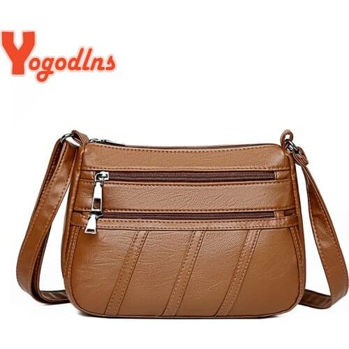 Yogodlns Vintage Soft PU Leather Shoulder Bag Women Large Capacity Crossbody Bag Fashion Small Square Bag Shopping Lady Pouch