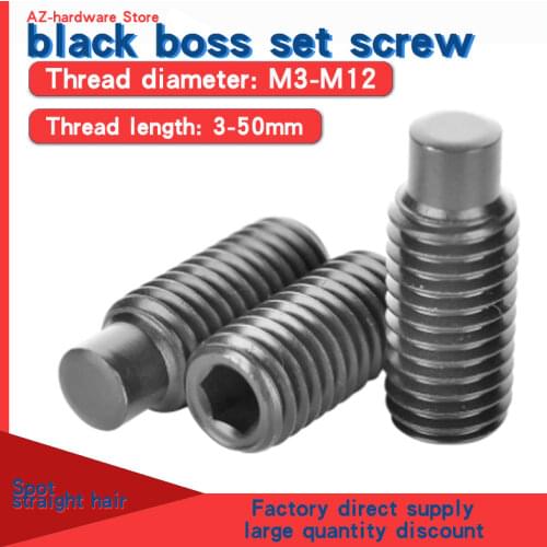 DIN 915 Grade 12.9 High Strength Hexagon Socket Head Set Screw Black Headless Machine Meter Screw M3-M12 10Pcs