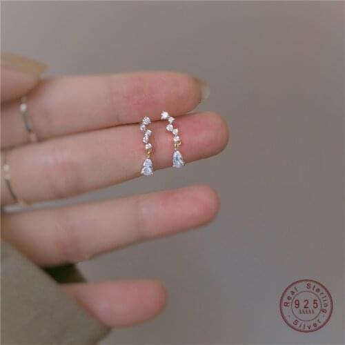 925 Sterling Silver Japanese Exquisite Crystal Tassel Plating 14k Gold Stud Earrings Women Temperament All-Match Party Jewelry