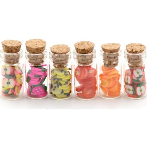 1:12 Miniatures Fruit Slices Glass Bottles Canned Cork Miniature Dollhouse Furniture Handmade Toy Accessories