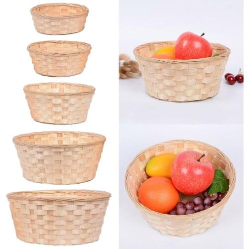 1 Pc Bamboo Woven Bread Basket Fruit Vegetables Egg Storage Basketry Snacks Container