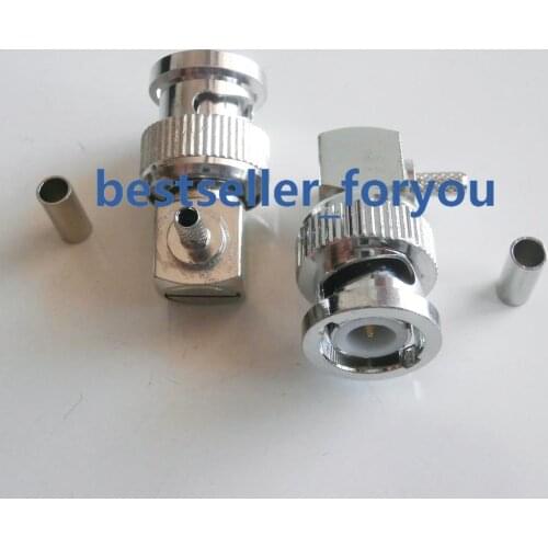 1Pcs Right Angle BNC Q9 Male Plug 90 Degree Crimp RG174 RG179 RG316 LMR100 Cable