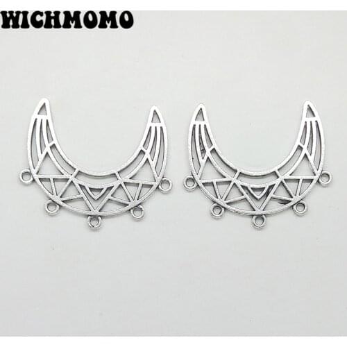 2019 New Fashion 35*30MM 5pcs Retro Zinc Alloy crescent moon shape Tassel Loop Linker for DIY Necklace Connectors Charms