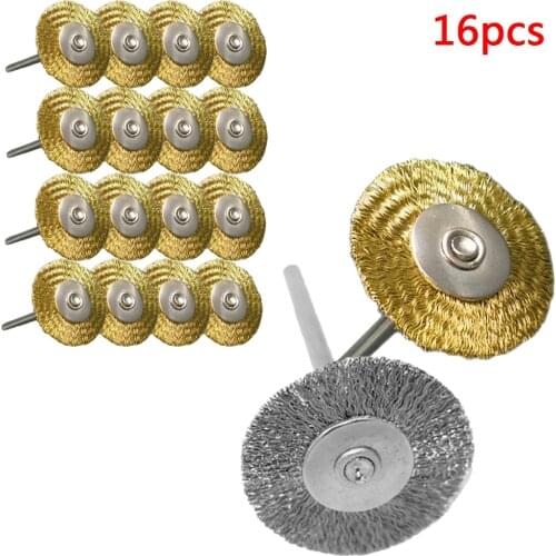 25mm 16pcs Platinum Blades Steel Wire Wheel Brush Dremel Rotary Tool For Mini Drill Tools Polishing Dremel Accessories