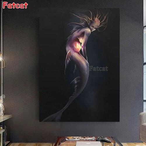 5d Diamond Painting Full Square Round Drill diy Diamond Embroidery Pregnant mermaid diamond mosaic cross stitch gift PP1843