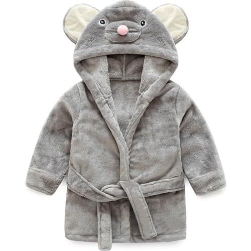 Children Soft Robes Boys Girls Flannel Animal Pajamas Sleepwear Baby Bathrobe Peignior Kids Home Wear Mouse Pyjamas Cloak 1-5Y