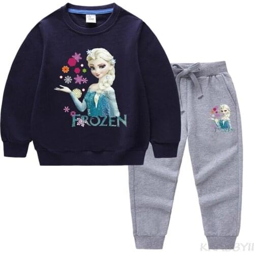Disney Frozen Kids Tracksuit Girl Clothes Set Elsa Children Sportwear Clothing Fashion Sport Suit School Party