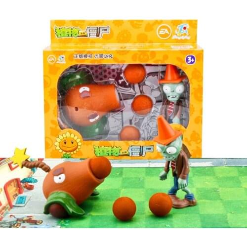2pcs/lot Plants vs Zombies Figure Toy Plant Coconut Cannon Conehead Zombie Shooting Children Doll Action Figure Model Toy No Box