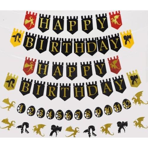 Dragon Birthday Banner 12 Months Photo Bunting Garland for Boy Girl 1st Birthday Party Decoration