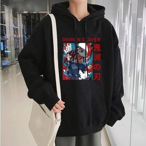 Demon Slayer Kamado Tanjirou Graphic Hoodies Streetwear Oversized Hoodie Men Kimetsu No Yaiba Sweatshirt Daily Casual Hoodies